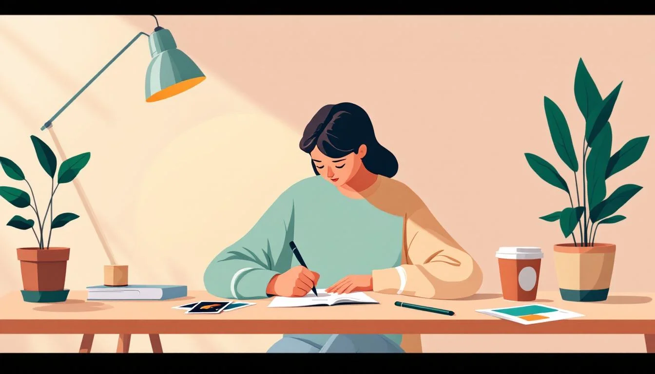 Person writing a heartfelt goodbye note at their desk