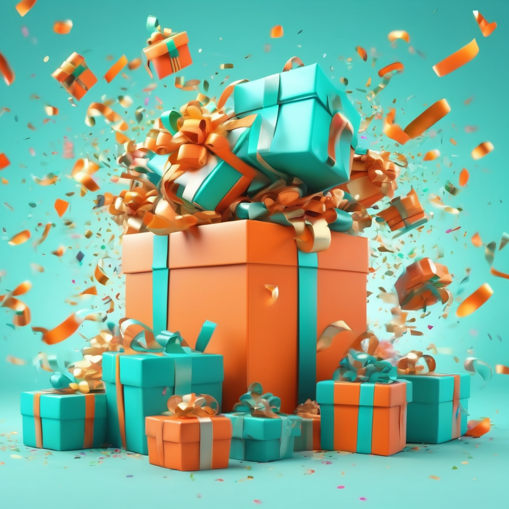 Onboarding gift box with confetti